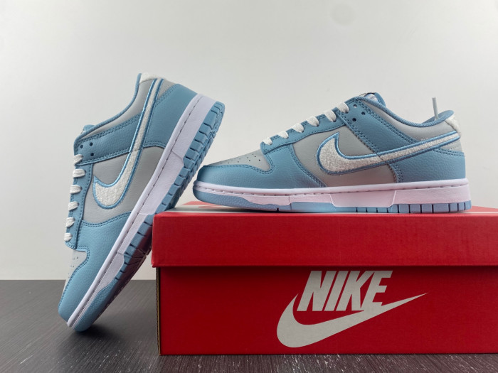 nike dunk low fleece s*h worn blue fb1871-011