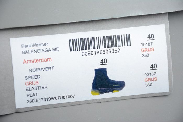 Ba*len*cia*ga speed trainer sneakers with yellow bottom wt-9030