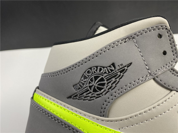 AIR JORDAN 1 MID NEON YELLOW SWOOSHES 554724-072