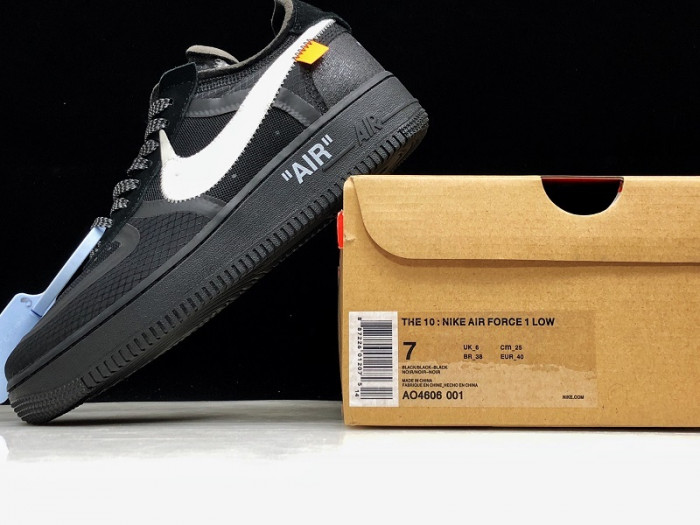 ow nike air force 1 low black ao4606-001